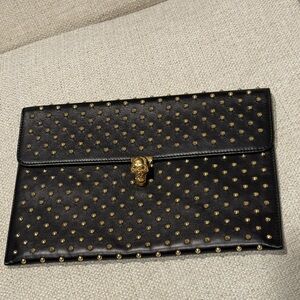 Alexander McQueen Black and Gold Studded Clutch